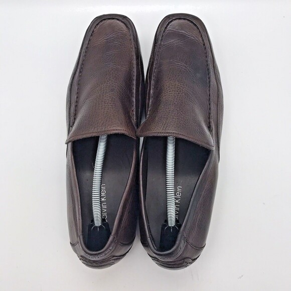 Calvin Klein Michael Brown Leather Driving Loafer Moc Toe Slip On Shoe Men\'s 12M